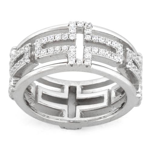 Sterling Silver Eternity Cross Pave CZ Ring