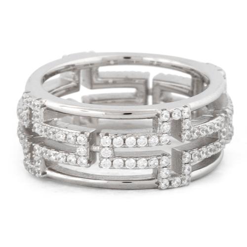 Sterling Silver Eternity Cross Pave CZ Ring