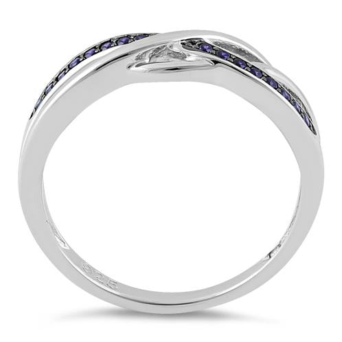 Sterling Silver Free Form Amethyst CZ Ring