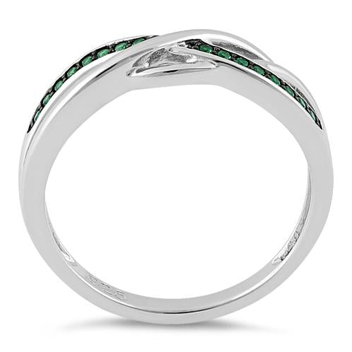Sterling Silver Free Form Emerald CZ Ring