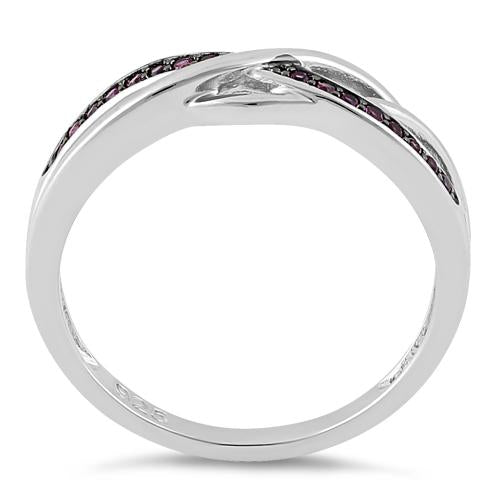 Sterling Silver Free Form Ruby CZ Ring