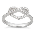 Sterling Silver Heart Knot Pave CZ Ring