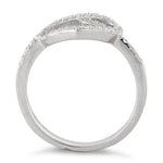 Sterling Silver Heart Knot Pave CZ Ring