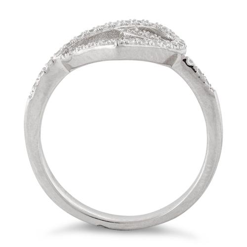 Sterling Silver Heart Knot Pave CZ Ring