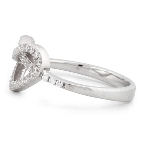 Sterling Silver Heart Knot Pave CZ Ring