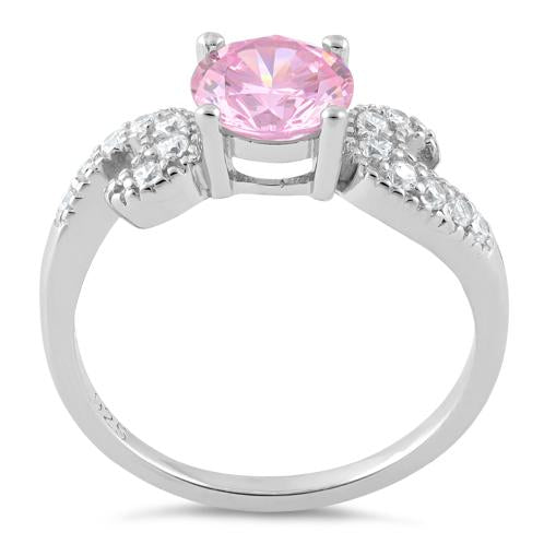 Sterling Silver Round Pink CZ Ring