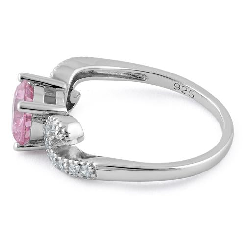 Sterling Silver Round Pink CZ Ring