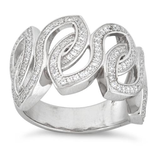 Sterling Silver Tangled S CZ Ring