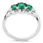 Sterling Silver Triple Oval Green CZ Ring