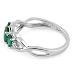 Sterling Silver Triple Oval Green CZ Ring