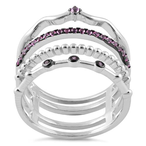Sterling Silver Unique Multi-Style Ruby CZ Ring