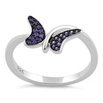 Sterling Silver Butterfly Amethyst CZ Ring