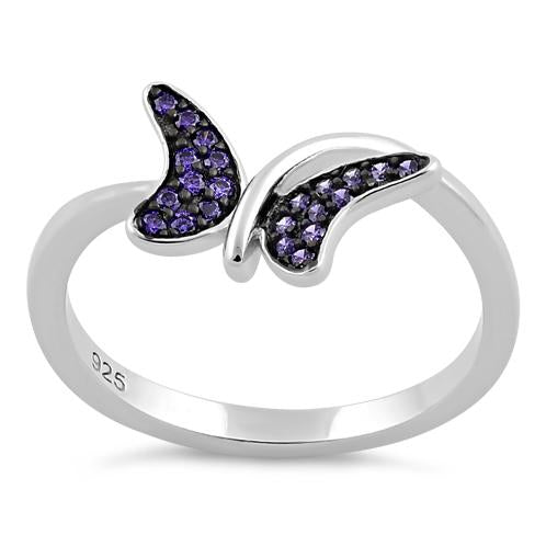 Sterling Silver Butterfly Amethyst CZ Ring