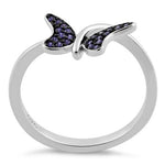 Sterling Silver Butterfly Amethyst CZ Ring
