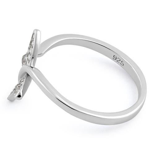 Sterling Silver Butterfly Clear CZ Ring