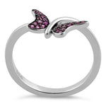 Sterling Silver Butterfly Ruby CZ Ring