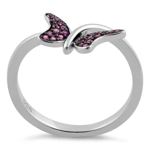 Sterling Silver Butterfly Ruby CZ Ring