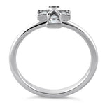 Sterling Silver Cross Clear CZ Ring