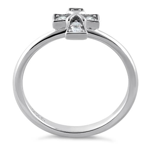 Sterling Silver Cross Clear CZ Ring