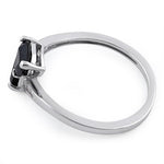 Sterling Silver Double Trillion Cut Black CZ Ring