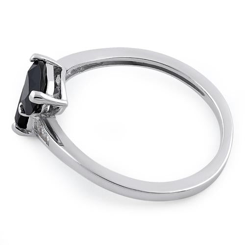 Sterling Silver Double Trillion Cut Black CZ Ring
