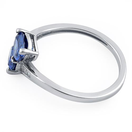 Sterling Silver Double Trillion Cut Tanzanite CZ Ring