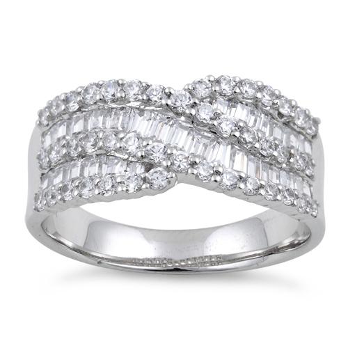 Sterling Silver Elegant Helix Clear CZ Ring