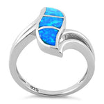 Sterling Silver Fire Shape Blue Lab Opal Ring