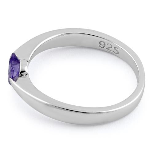 Sterling Silver Heart Amethyst CZ Ring