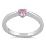 Sterling Silver Heart Pink CZ Ring