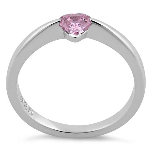 Sterling Silver Heart Pink CZ Ring