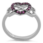 Sterling Silver Infinity Heart Ruby CZ Ring
