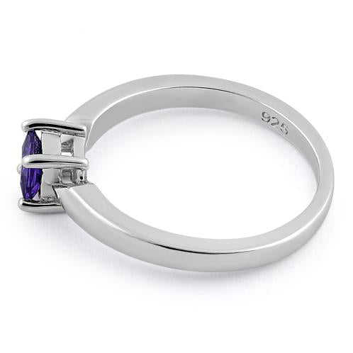 Sterling Silver Square Amethyst CZ Ring