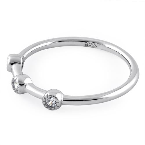 Sterling Silver Triple Round Cut CZ Ring
