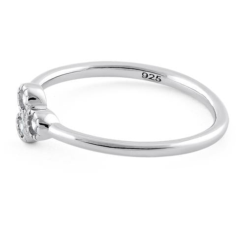 Sterling Silver Triplet Round Cut Clear CZ Ring