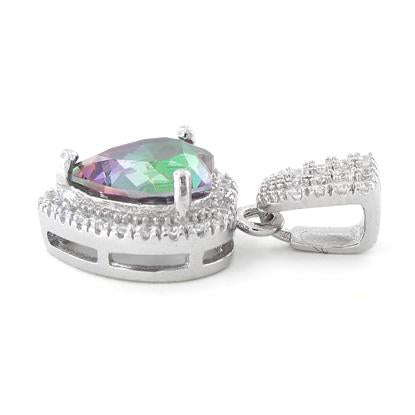 Sterling Silver Rainbow Topaz Big Heart CZ Pendant