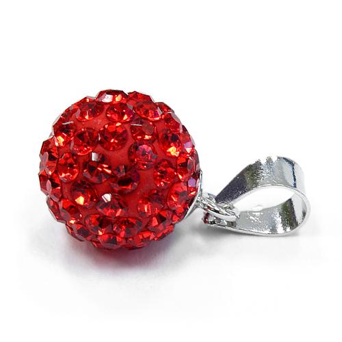 Sterling Silver Red CZ Ball Pendant