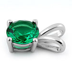 Sterling Silver Round Emerald CZ Pendant