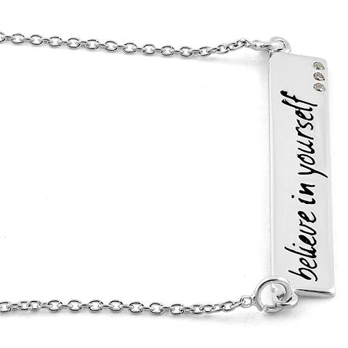 Sterling Silver "Believe in yourself" CZ Necklace