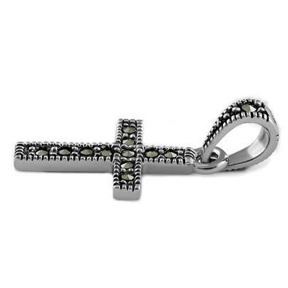 Sterling Silver Cross Marcasite Pendant