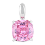 Sterling Silver Cushion Cut Pink CZ Pendant