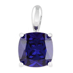 Sterling Silver Cushion Cut Tanzanite CZ Pendant