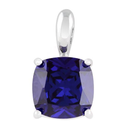 Sterling Silver Cushion Cut Tanzanite CZ Pendant