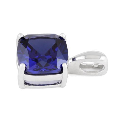 Sterling Silver Cushion Cut Tanzanite CZ Pendant