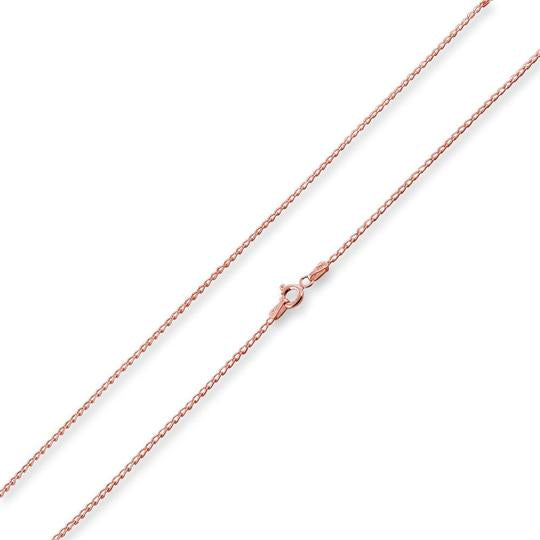 14k Rose Gold Plated Sterling Silver Long Curb Chain 1.4mm