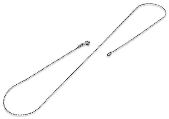 Black Rhodium Sterling Silver Bead Chain 1.0MM