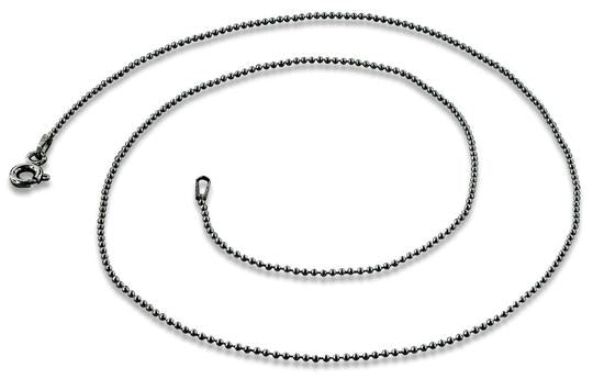Black Rhodium Sterling Silver Bead Chain 1.0MM