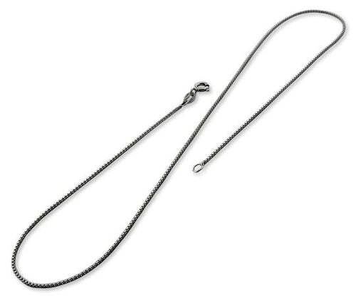 Black Rhodium Sterling Silver Box Chain 1MM