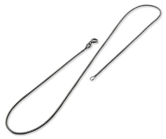 Black Rhodium Sterling Silver Box Chain 1MM