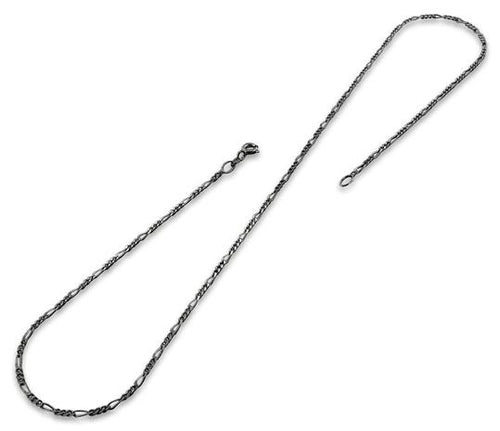 Black Rhodium Sterling Silver Figaro Chain 2.2MM